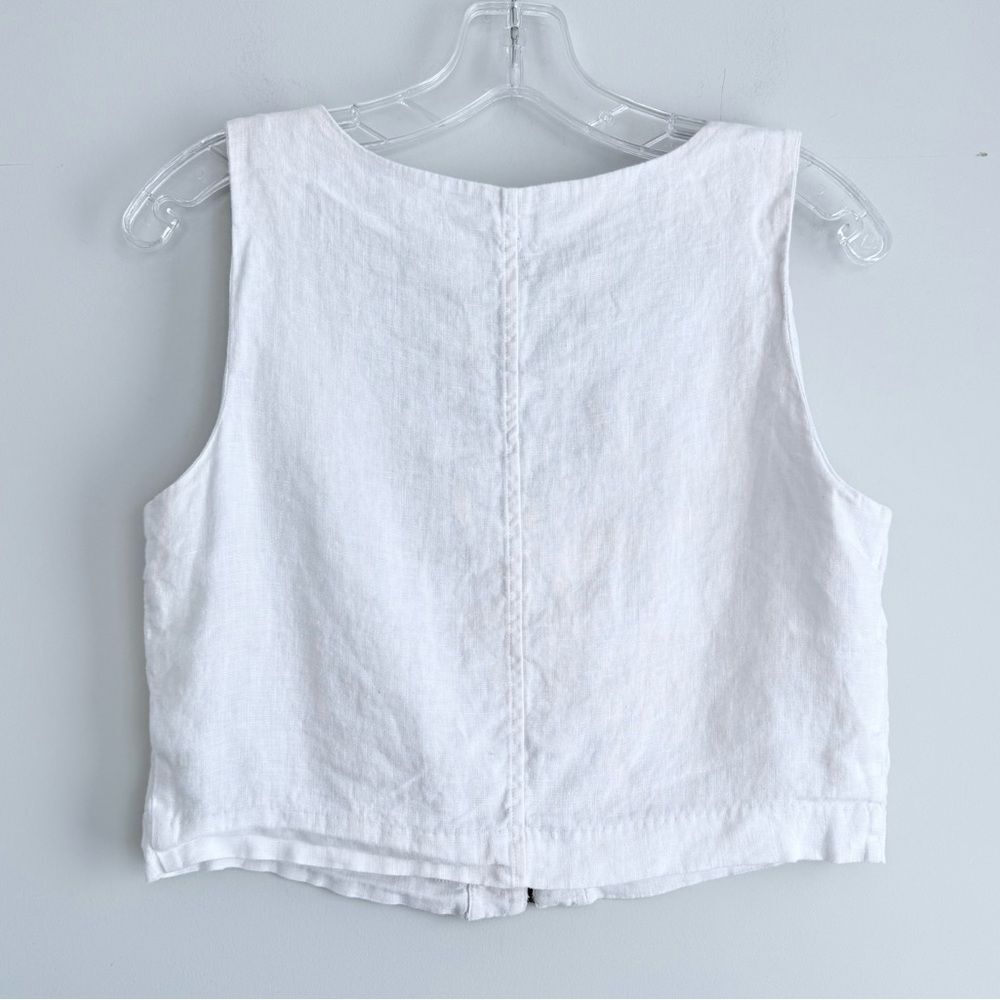 Madewell Scoopneck Crop Tank in 100% Linen Eyelet White 4 Sleeveless Boho NP015 - Picture 8 of 14